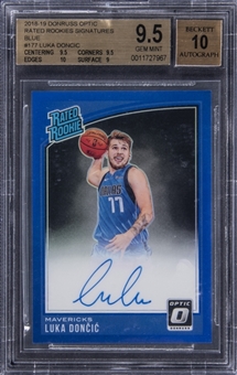 2018-19 Donruss Optic "Rated Rookie Signatures" Blue #177 Luka Doncic Signed Rookie Card (#08/49) – BGS GEM MINT 9.5/BGS 10